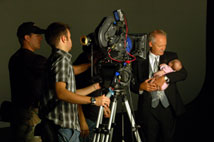 Dad and baby in studio